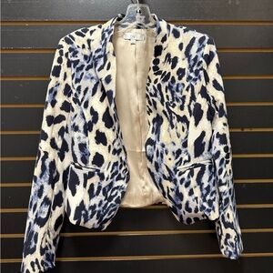 OVI Blue Leopard Print Blazer Size Large